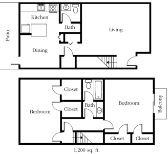 B1 - Two Bedroom / One and Half Bath